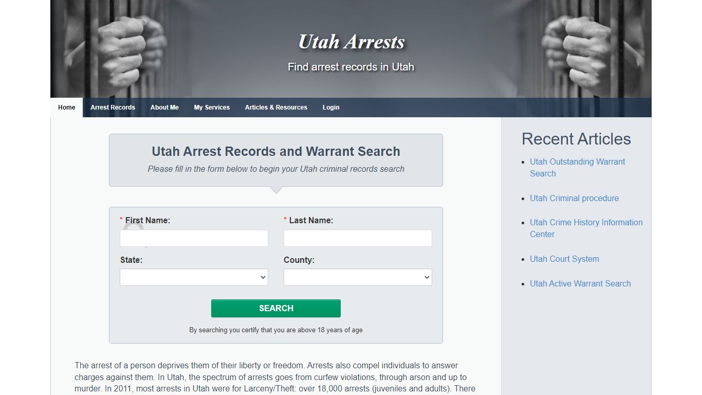 Utah Arrest Records and Warrant Search